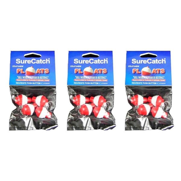 3x 4pc SureCatch 3/4inch Push Button Fishing Floats Fresh/Saltwater Tackle
