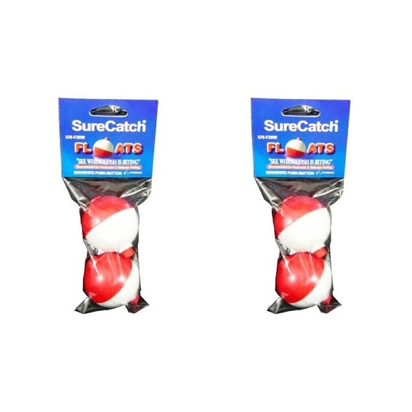 2x 2pc SureCatch 2inch Push Button Fishing Floats Fresh/Saltwater Tackle