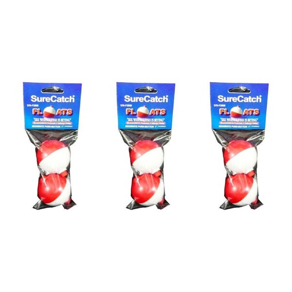 3x 2pc SureCatch 2inch Push Button Fishing Floats Fresh/Saltwater Tackle