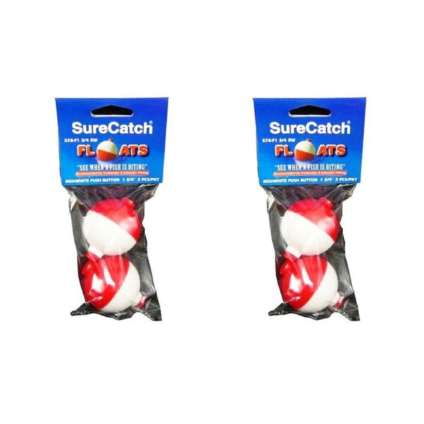 2x 2pc SureCatch 1 3/4inch Push Button Fishing Floats Fresh/Saltwater Tackle