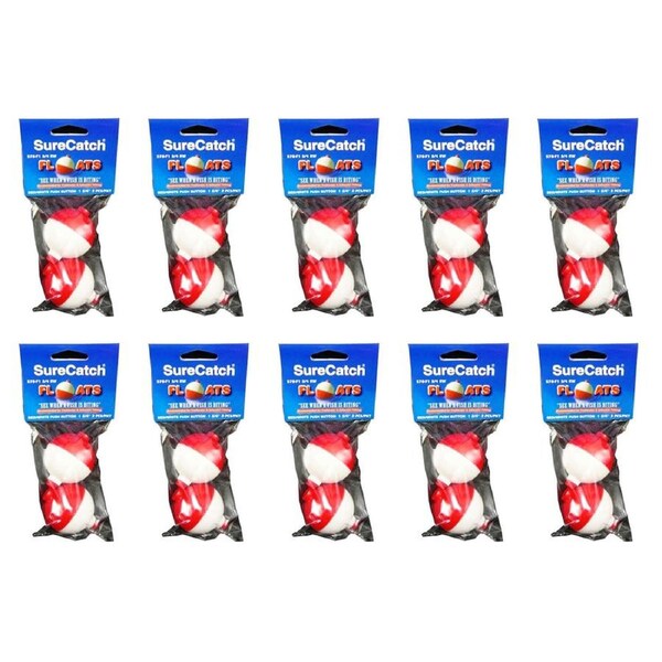 10x 2pc SureCatch 1 3/4inch Push Button Fishing Floats Fresh/Saltwater Tackle