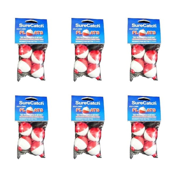 6x 4pc SureCatch 1 1/4inch Push Button Fishing Floats Fresh/Saltwater Tackle