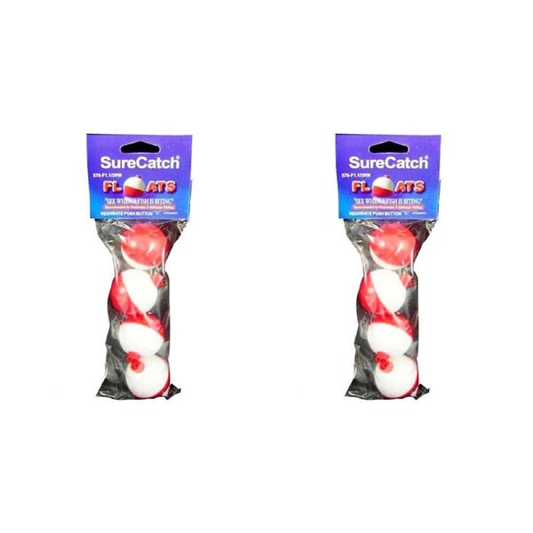 2x 4pc SureCatch 1 1/2inch Push Button Fishing Floats Fresh/Saltwater Tackle