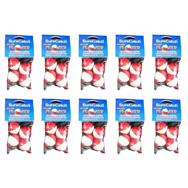 10x 4pc SureCatch 1 1/4inch Push Button Fishing Floats Fresh/Saltwater Tackle