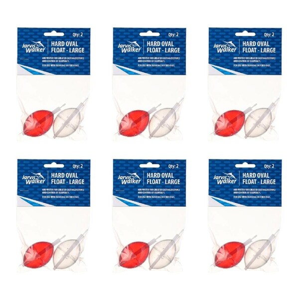 6x 2pc Jarvis Walker Large Hard Oval Floats For Running/Fixed Rigs