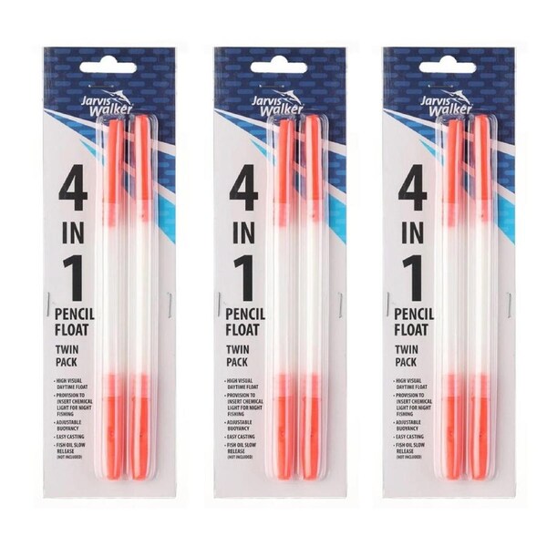 3x 2pc Jarvis Walker 4-1 Day/Night Pencil Fishing Floats Adjustable Buoyancy