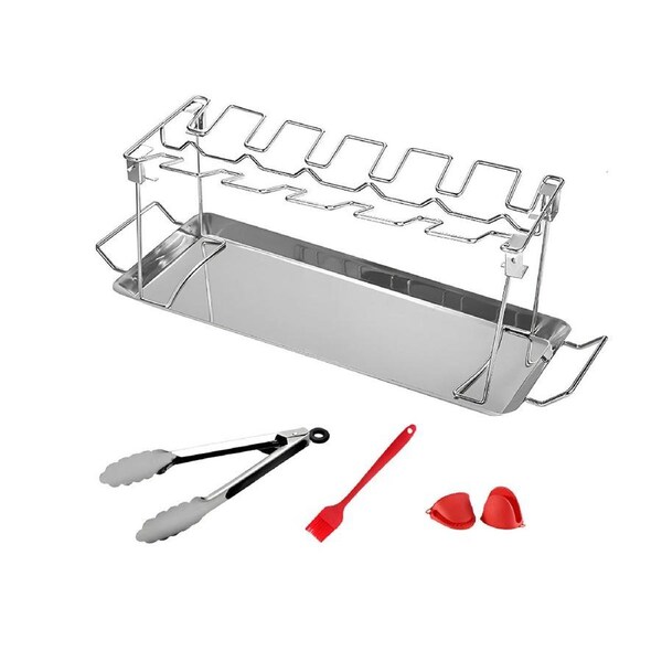 Folding Grilled Chicken Leg Plate Stainless Steel BBQ Grill Rack Outdoor Tool