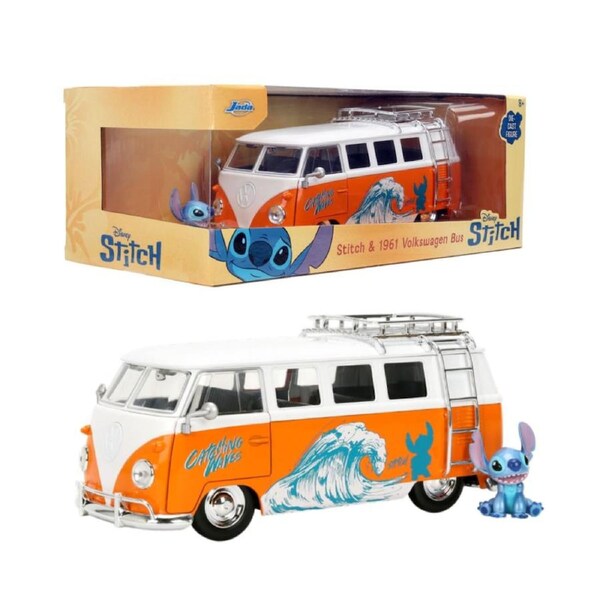 Disney Stitch 1961 Volkswagen Bus 1:24 Scale Diecast Vehicle with Stitch Figure