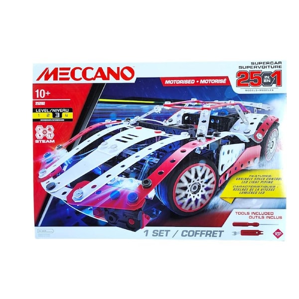 Meccano Supercar 25-in-1 Model Motorized Vehicle Building Kit 347 Part 10+