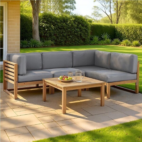 Gardeon 4 Seater Outdoor Sofa Set Wooden Patio Furniture Lounge Setting 5PCS