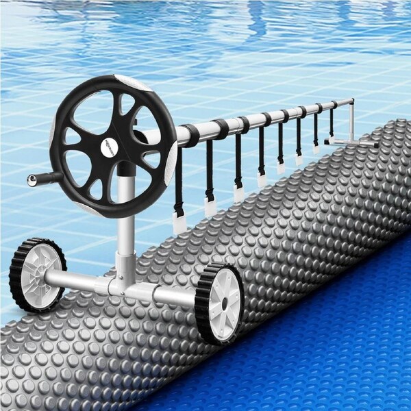 10.5x4.2m Aqua Buddy Pool Cover 600 Micron Heat Solar Blanket w/ 5.55m Roller