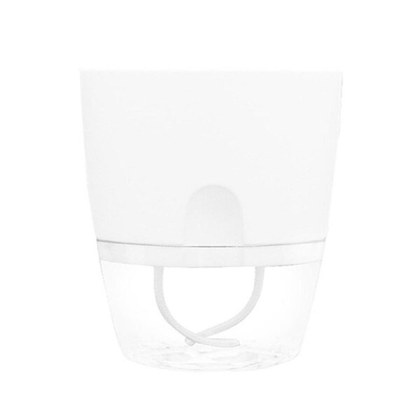 SpringUp 2 PCS Self Watering Pot/Planter Plastic Clear Self Flower Pot Water Storage Basin White 10.5X13.8CM