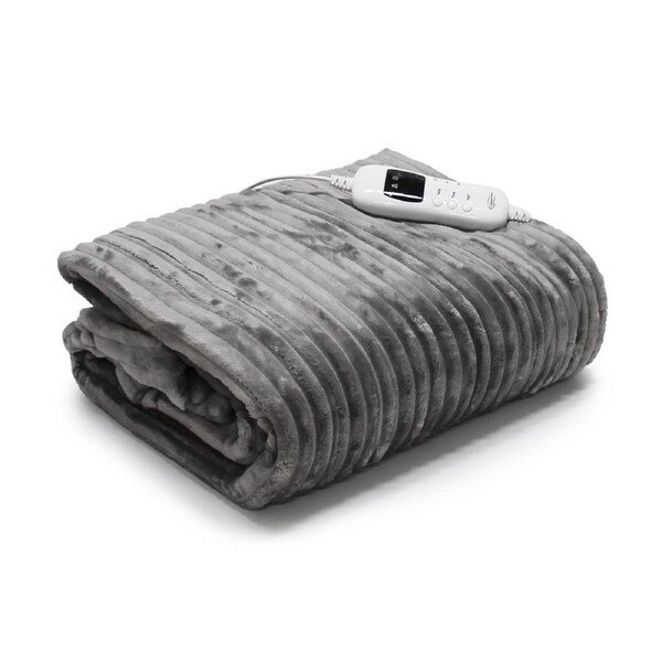 Onkaparinga Sherpa Plush Heated Throw Grey