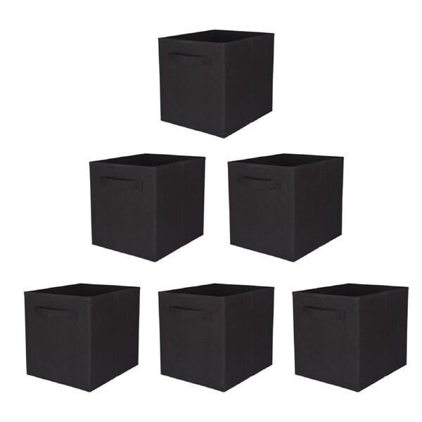 SORTI 27x28x27 CM Black 6X Pack Foldable Folding Storage Cube Storage Box Bookcase Fabric Cube Toy Organiser