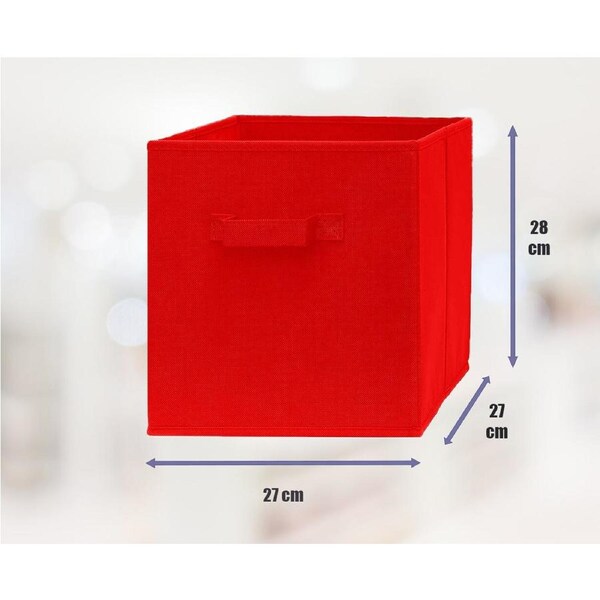 SORTI 27x28x27 CM Red Pack Foldable Folding Storage Cube Storage Box Bookcase Fabric Cube Toy Organiser