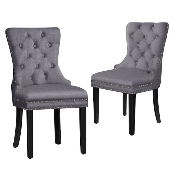 ALFORDSON Set of 2 Dining Chairs Kitchen Lounge Padded Diamond Tufted Fabric Grey