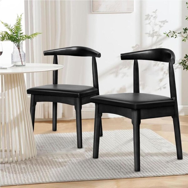 ALFORDSON Set of 2 Dining Chair Kitchen Black