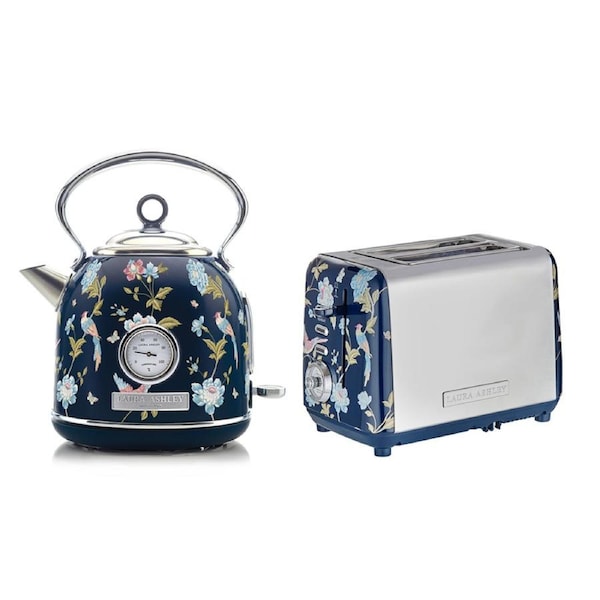 Laura Ashley 1.7L Dome Kettle and 2 Slice Toaster Combo Navy
