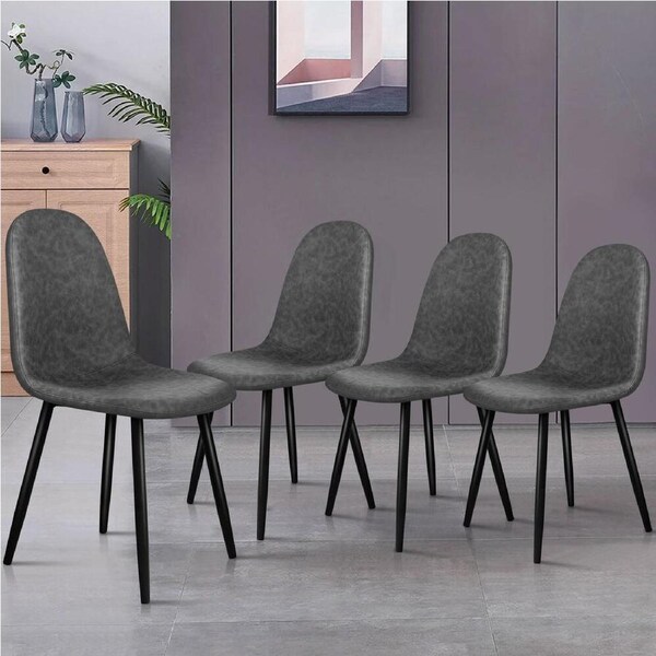 ALFORDSON Set of 4 Dining Chairs Kitchen Lounge Cafe Seat Retro PU Faux Leather Grey