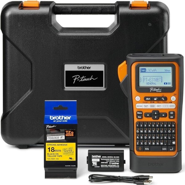 Brother PT-E310BTVP P-Touch Portable Industrial Label Printer Bluetooth USB-C Hard Case Starter Set
