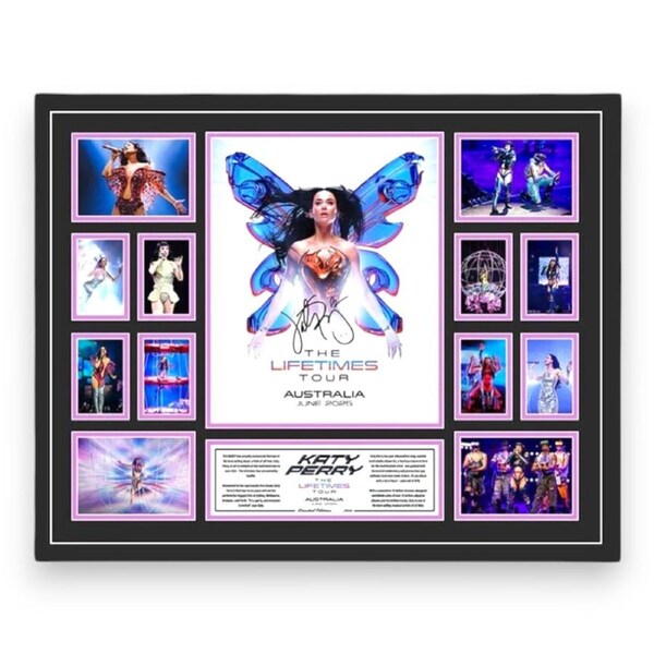 KATY PERRY THE LIFETIMES TOUR 2025 AUSTRALIA Signed Limited Edition Photo Memorabilia Wooden Frame