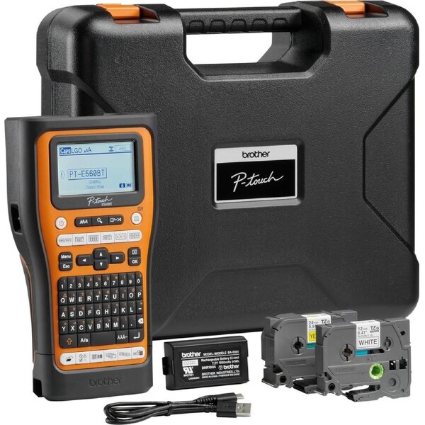 Brother PT-E560BTVP P-Touch Portable Industrial Label Printer Bluetooth USB-C Hard Case Starter Set