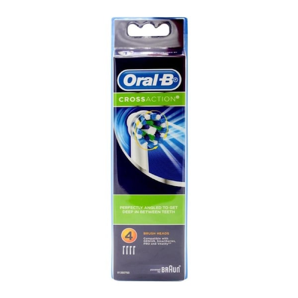 Oral-B Cross Action Replacement Electric Toothbrush Heads – 4 Pack (Indicator Bristles, Deep Clean)