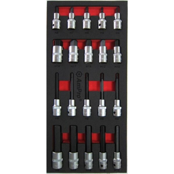 Ampro 1/2" Drive Hex Bit Sockets 20 Piece TS43217