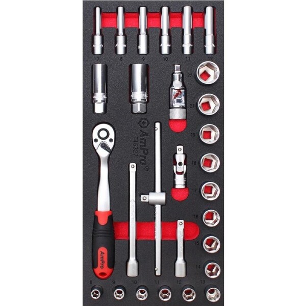 Ampro 3/8" Drive Metric Socket Set 28 Piece TS55327