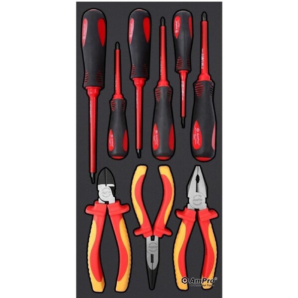 Ampro Insulated pliers & Screwdriver Set 9 Piece TS38474