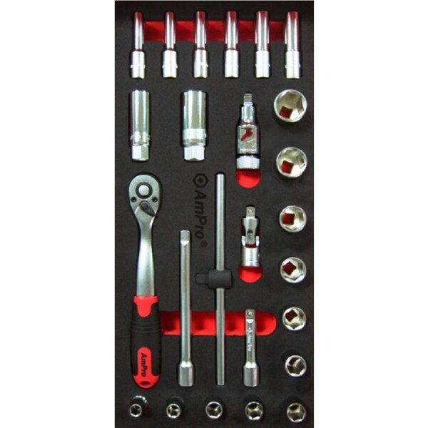 Ampro 3/8" Drive Imperial Carded Socket Set 25 Piece T45326