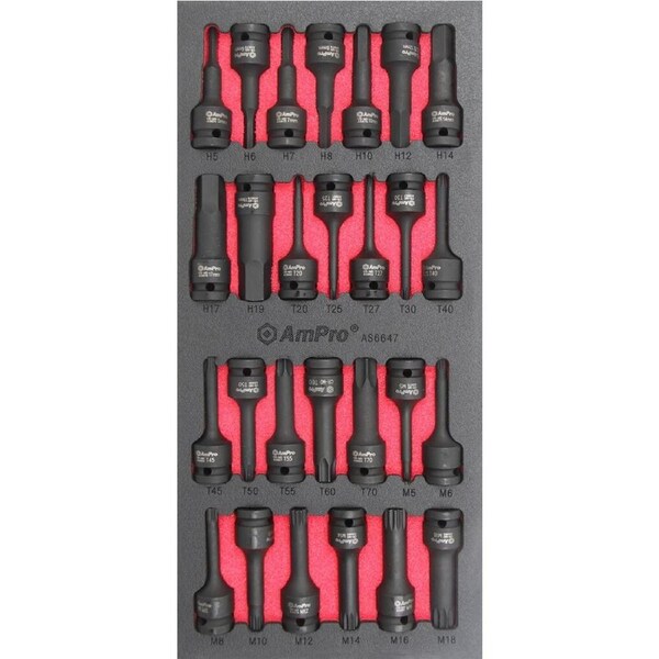 Ampro 1/2" Drive Impact Bit Socket Set 27 Piece AS6647