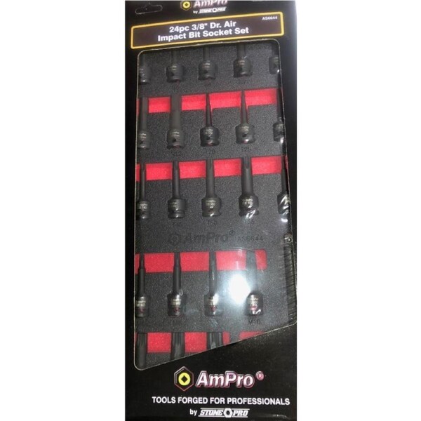 Ampro 3/8" Drive Impact Bit Socket Set 24 Piece AS6644