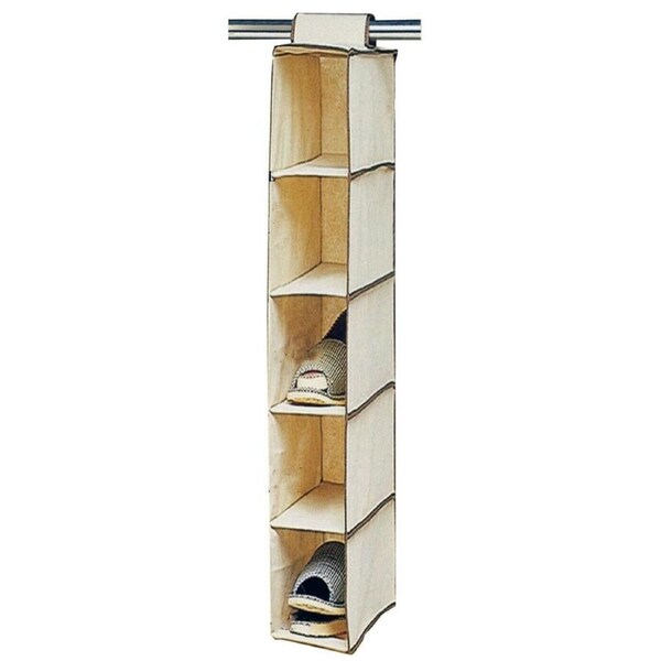 5 Layer Hanging Wardrobe Organiser 30x15x70cm Clothes Shoe Storage Shelves Beige