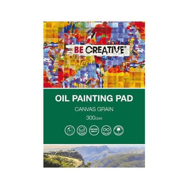 Be Creative Oil Painting Heavy-Weight Paper Pad Canvas Grain 300gsm A3