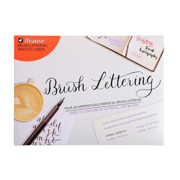 15pc Brause Brush Lettering Tracing Paper Practice Cards Set A4 180gsm