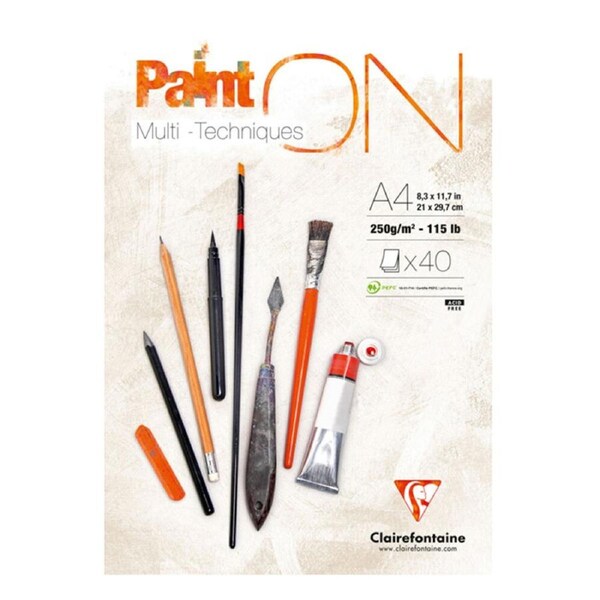 Clairefontaine Paint'On Heavy-Weight Glued Creative Artist Pad A4 White