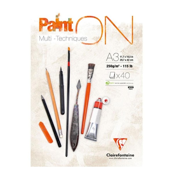 Clairefontaine Paint'On Heavy-Weight Glued Creative Artist Pad A3 White