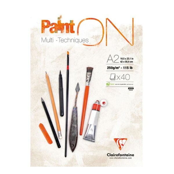 Clairefontaine Paint'On Heavy-Weight Glued Creative Artist Pad A2 White