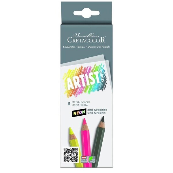Cretacolor Studio Mega Pigmented Colouring Art Pencils Box Set Neon
