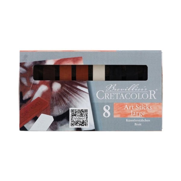 8pc Cretacolor Artists Sketching Drawing Sticks 7x14mm Large Assorted