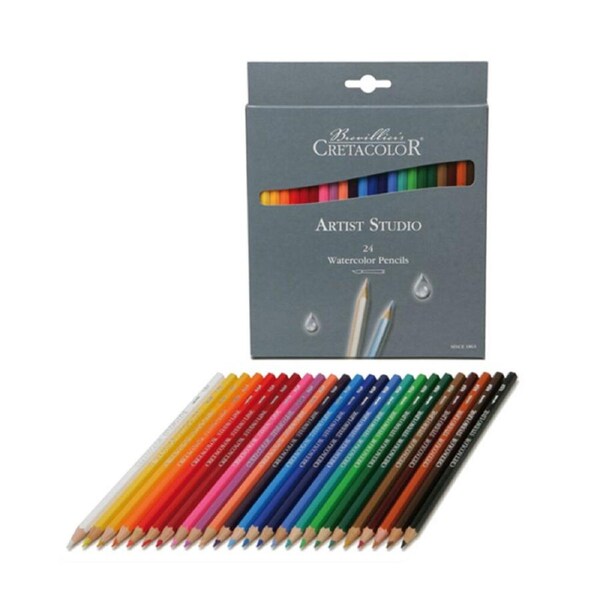 24pc Cretacolor Artist Studio Pigmented Drawing Art Pencil Set Watercolour