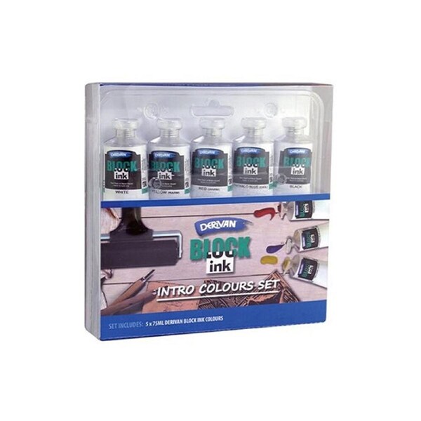 5pc Derivan Water-Based Block Printmaking Pigmented Ink Tubes Set 75ml