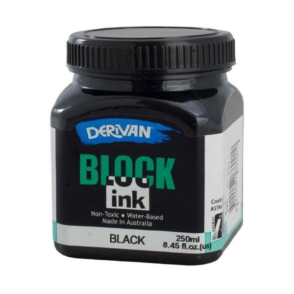 Derivan Lino and Block Printing Water-Based Non-Toxic Ink 250ml Black