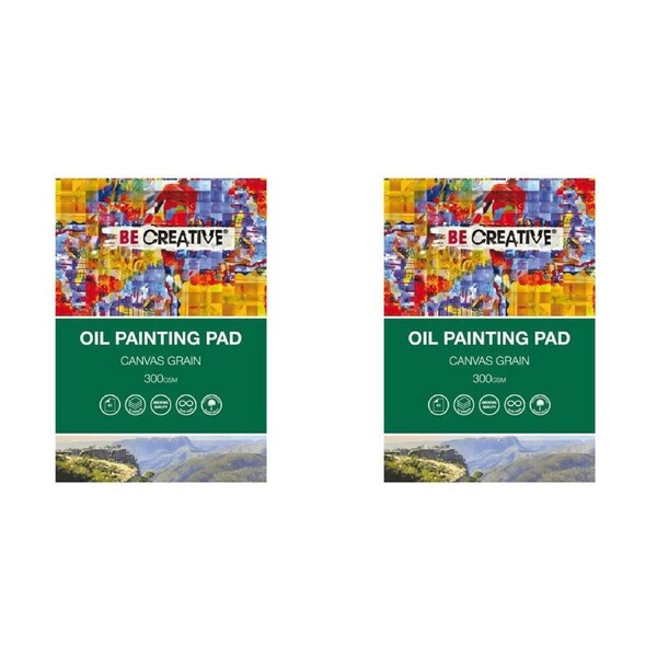 2PK Be Creative Oil Painting Heavy-Weight Paper Pad Canvas Grain 300gsm A3