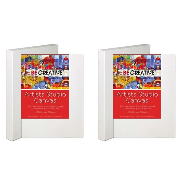 2PK Be Creative Deep Edge Stretched 100% Cotton Canvas 20x40in 508 x 1016mm