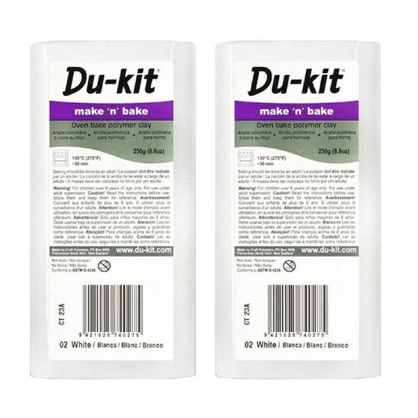 2PK Dukit Make-N-Bake Artist Oven Bake Modelling Clay Compound 250g White