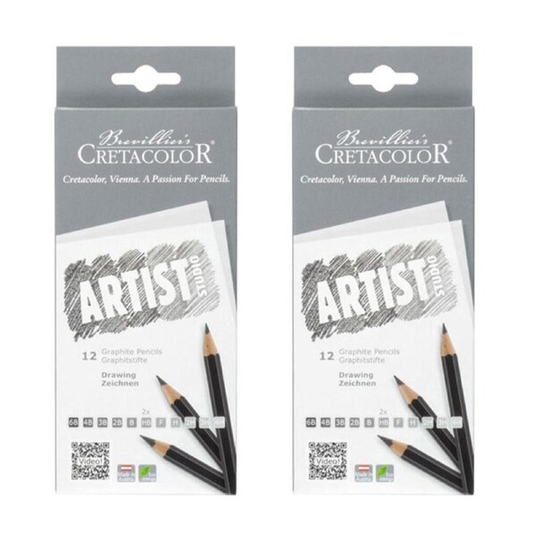 2x 12pc Cretacolor Artist Studio Graphite Drawing Pencils Assorted Grades