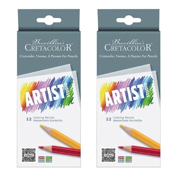 2x 12pc Cretacolor Artist Studio Pigmented Drawing Art Pencil Set Colour