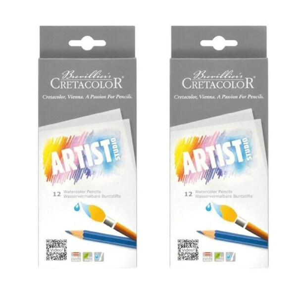 2x 12pc Cretacolor Artist Studio Pigmented Drawing Art Pencil Set Watercolour